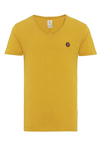 Herren T-Shirt Casual Leichter V-Ausschnitt Baumwolle Urban Style Gelb L von Redbridge