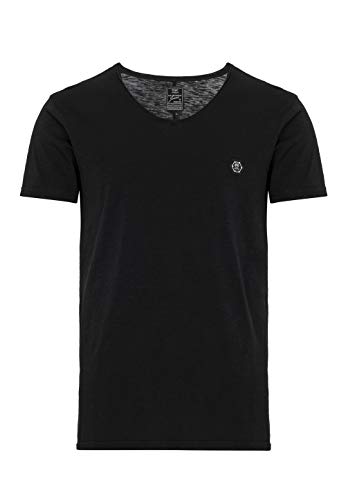 Herren T-Shirt Casual Leichter V-Ausschnitt Baumwolle Urban Style Schwarz L von Redbridge