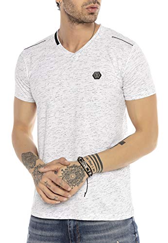 Herren T-Shirt Contrast Storm V-Ausschnitt Weiß L von Redbridge