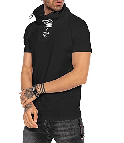 Herren T-Shirt High Collar Printed Next Level Streetwear Schwarz M von Redbridge