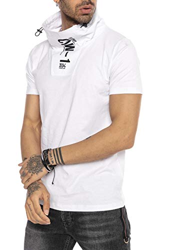 Herren T-Shirt High Collar Printed Next Level Streetwear Weiß M von Redbridge