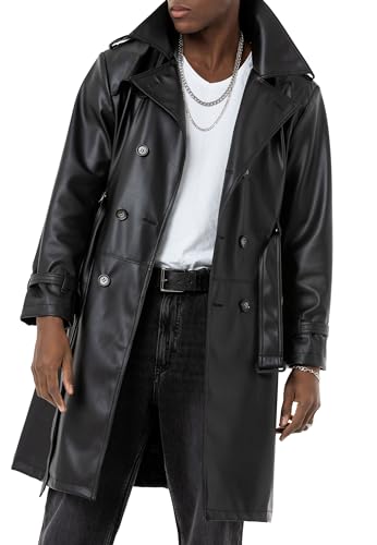 Hochwertiger Kunstleder Mantel Urbanstyle Trenchcoat Lederjacke Schwarz XL von Redbridge