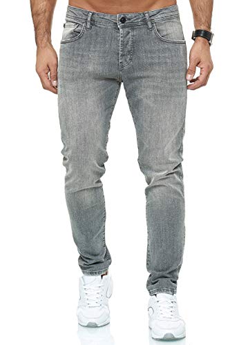 Jeans für Herren Hose Slim Fit Denim Stonewashed Arena B Grau W36 L30 von Redbridge