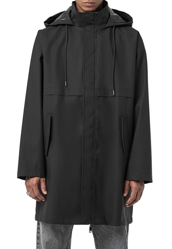 Moderner Unisex Parka mit Kapuze und durchdachten Details Regenjacke für jede Jahreszeit Schwarz XL von Redbridge