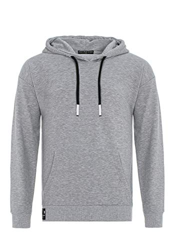 Oversize Pullover für Herren Kapuzenpullover Hoodie Sweater Premium Basic Real Grau L von Redbridge