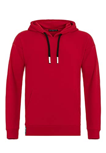 Oversize Pullover für Herren Kapuzenpullover Hoodie Sweater Premium Basic Real Rot XL von Redbridge