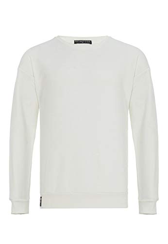 Oversize Sweatshirt für Herren Pullover Sweater Longsleeve Premium Basic Real Weiß L von Redbridge