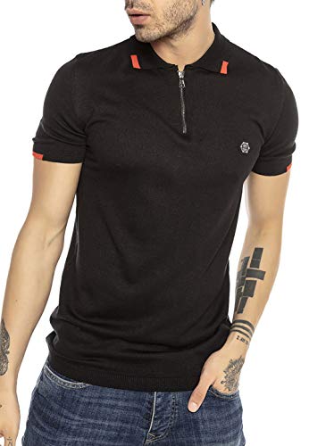 Premium Designer Poloshirt T-Shirt Sportiv Casual Kurzarm Strick Regular Fit Schwarz M von Redbridge
