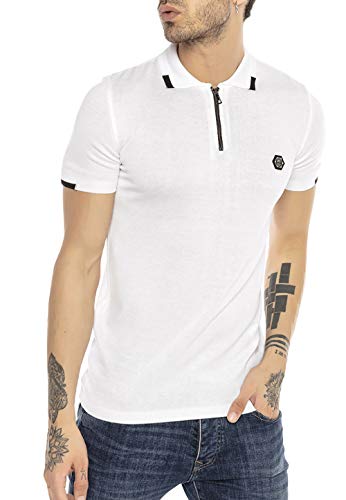 Premium Designer Poloshirt T-Shirt Sportiv Casual Kurzarm Strick Regular Fit Weiß XXL von Redbridge
