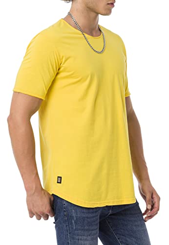 Premium T-Shirt Basic Weiche Baumwolle Bequeme Passform Gelb XL von Redbridge