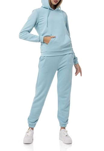 Redbridge Damen Jogginganzug Bequemer Zweiteiler mit Hoodie und Jogginghose Lässiger Freizeitanzug für Sport und Alltag Hellblau L von Redbridge