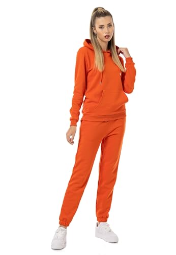 Red Bridge Damen Freizeitanzug Jogginganzug Hose Hoodie Premium Basic Orange L von Redbridge