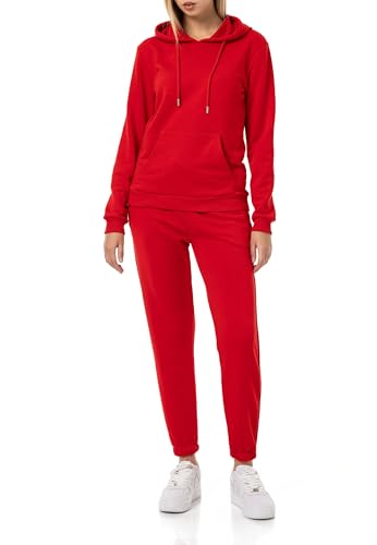 Redbridge Damen Jogginganzug Bequemer Zweiteiler mit Hoodie und Jogginghose Lässiger Freizeitanzug für Sport und Alltag Rot XL von Redbridge
