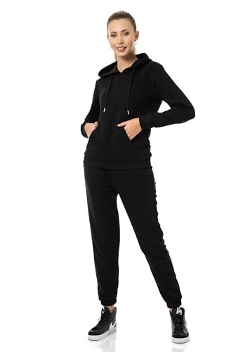 Red Bridge Damen Freizeitanzug Jogginganzug Hose Hoodie Premium Basic Schwarz L von Redbridge