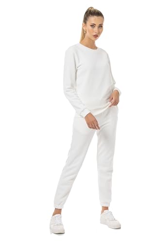 Redbridge Damen Freizeitanzug Jogginganzug Hose Sweatshirt Premium Basic Ecru M von Redbridge