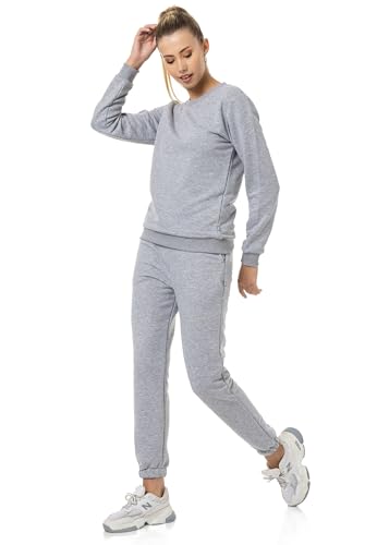Redbridge Damen Freizeitanzug Jogginganzug Hose Sweatshirt Premium Basic Grau-Melange L von Redbridge