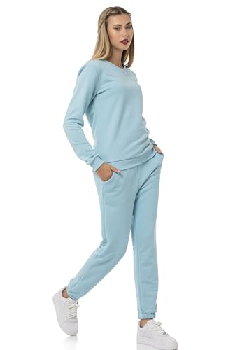 Redbridge Damen Freizeitanzug Jogginganzug Hose Sweatshirt Premium Basic Hellblau L von Redbridge