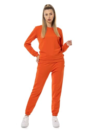 Red Bridge Damen Freizeitanzug Jogginganzug Hose Sweatshirt Premium Basic Orange L von Redbridge