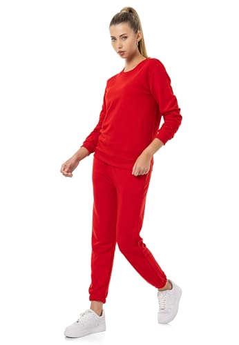 Red Bridge Damen Freizeitanzug Jogginganzug Hose Sweatshirt Premium Basic Rot XL von Redbridge