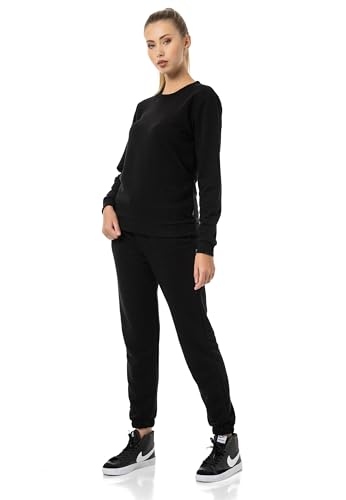 Redbridge Damen Freizeitanzug Jogginganzug Hose Sweatshirt Premium Basic Schwarz XS von Redbridge