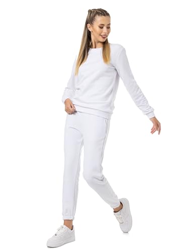 Red Bridge Damen Freizeitanzug Jogginganzug Hose Sweatshirt Premium Basic Weiß M von Redbridge