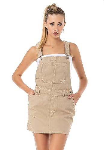 Redbridge Latzkleid Damen Jeansrock Denim Overall Baumwolle Beige XL von Redbridge