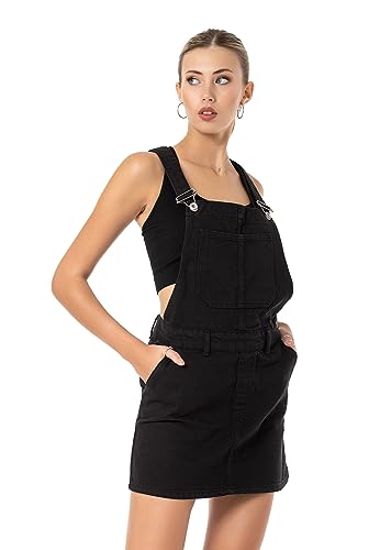 Redbridge Latzkleid Damen Jeansrock Denim Overall Baumwolle Schwarz XL von Redbridge