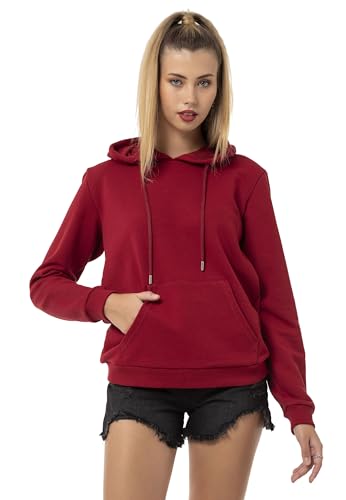 Red Bridge Damen Kapuzenpullover Sweatshirt Hoodie Pullover Premium Basic Bordeaux L von Redbridge