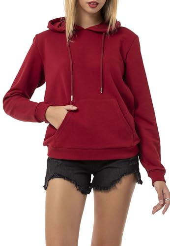 Redbridge Damen Hoodie Bequemer Kapuzenpullover mit Kängurutasche Lässiger Sweatshirt-Look für Alltag und Freizeit Bordeaux M von Redbridge