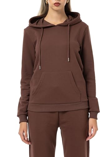 Redbridge Damen Hoodie Bequemer Kapuzenpullover mit Kängurutasche Lässiger Sweatshirt-Look für Alltag und Freizeit Braun 3XL von Redbridge