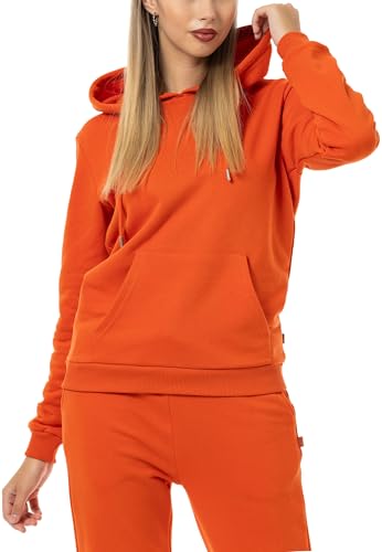 Redbridge Damen Hoodie Bequemer Kapuzenpullover mit Kängurutasche Lässiger Sweatshirt-Look für Alltag und Freizeit Orange XS von Redbridge