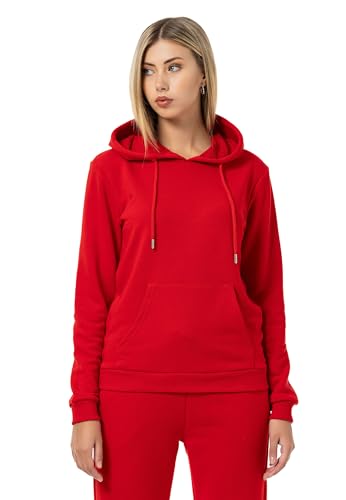 Redbridge Damen Hoodie Bequemer Kapuzenpullover mit Kängurutasche Lässiger Sweatshirt-Look für Alltag und Freizeit Rot XXL von Redbridge