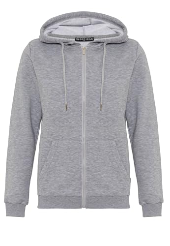 Damen Premium Basic Kapuzenjacke Sweatjacke für Alltag und Freizeit Grau S von Redbridge