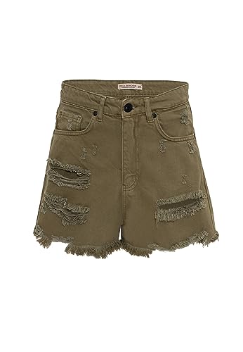 Red Bridge Damen Shorts Kurze Hose Hot-Pants Frayed Khaki W31 von Redbridge