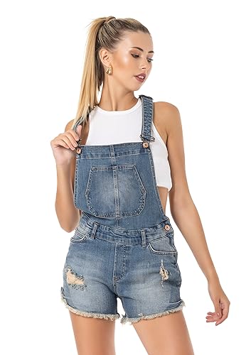 Red Bridge Damen Shorts Kurze Hose Overall Latzhose Jeanshose Blau W30 von Redbridge