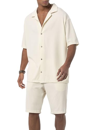 Redbridge Herren Anzug Kurzarm Hemd - Shorts kurze Hose Set Ecru M von Redbridge