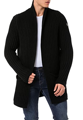 Red Bridge Herren Cardigan Strickjacke mit Taschen Long Cut Schwarz L von Redbridge