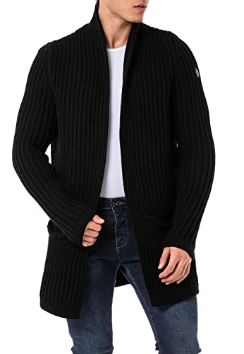 Redbridge Herren Cardigan Strickjacke mit Taschen Long Cut Schwarz M von Redbridge