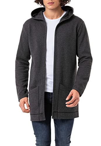 Red Bridge Herren Cardigan Sweater-Jacke Long Cut mit Kapuze Anthracite M von Redbridge