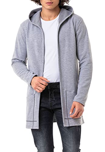 Redbridge Langer Kapuzen-Cardigan Bequemer offener Hoodie für Freizeit und Alltag Grau S von Redbridge