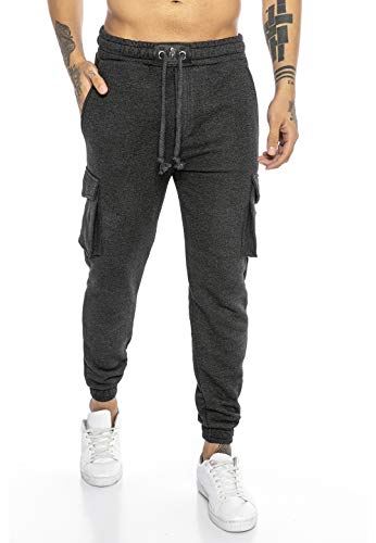 Redbridge Herren Cargo Jogginghose Hose Sweat-Pants Premium Silver-Skull Anthrazit L von Redbridge