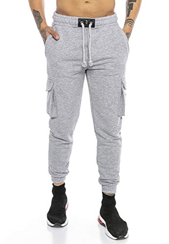 Red Bridge Herren Cargo Jogginghose Hose Sweat-Pants Premium Silver-Skull Grau M von Redbridge