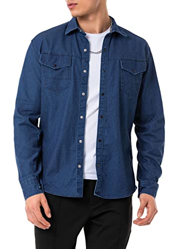 Red Bridge Herren Hemd Jeanshemd Freizeithemd Premium Denim Chest Pocket Dunkelblau M von Redbridge