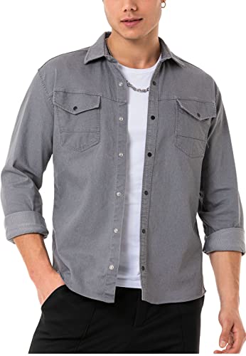 Redbridge Premium Denim Hemd Jeanshemd Baumwolle Casual Grau XXL von Redbridge