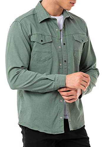 Red Bridge Herren Hemd Jeanshemd Freizeithemd Premium Denim Chest Pocket Khaki S von Redbridge