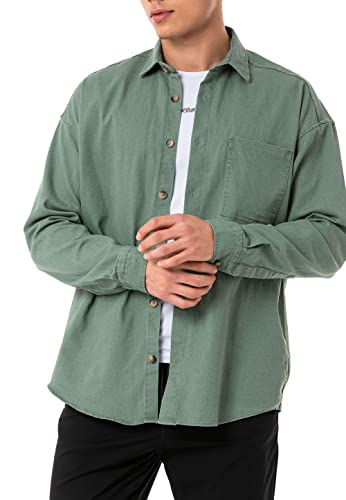 Redbridge Jeanshemd Premium Denim Langarm Oversized Khaki M von Redbridge