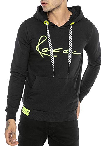 Red Bridge Herren Hoodie Kapuzenpullover Sweater Neon-Big-Stitch Schwarz M von Redbridge