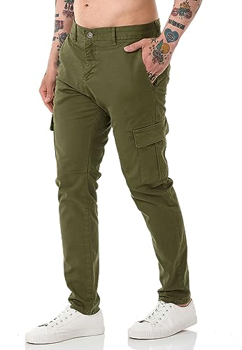 Red Bridge Herren Hose Cargo Chino Pants Basic Baumwolle Khaki W29 L32 von Redbridge