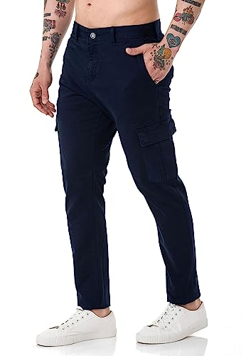 Red Bridge Herren Hose Cargo Chino Pants Basic Baumwolle Navyblau W29 L32 von Redbridge