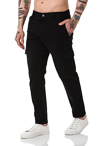 Red Bridge Herren Hose Cargo Chino Pants Basic Baumwolle Schwarz W32 L32 von Redbridge